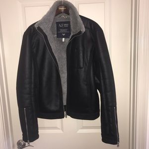 Men’s Armani Jeans Faux Fur Jacket Black/Gray
